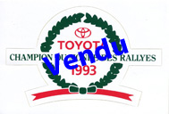 Autocollant Toyota 1993 - Champion du monde des Rallyes